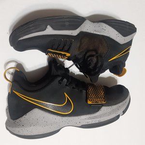 Nike PG 1 Paul George Black Gold Grey Basketball Shoes 878627-006 Size 7.5